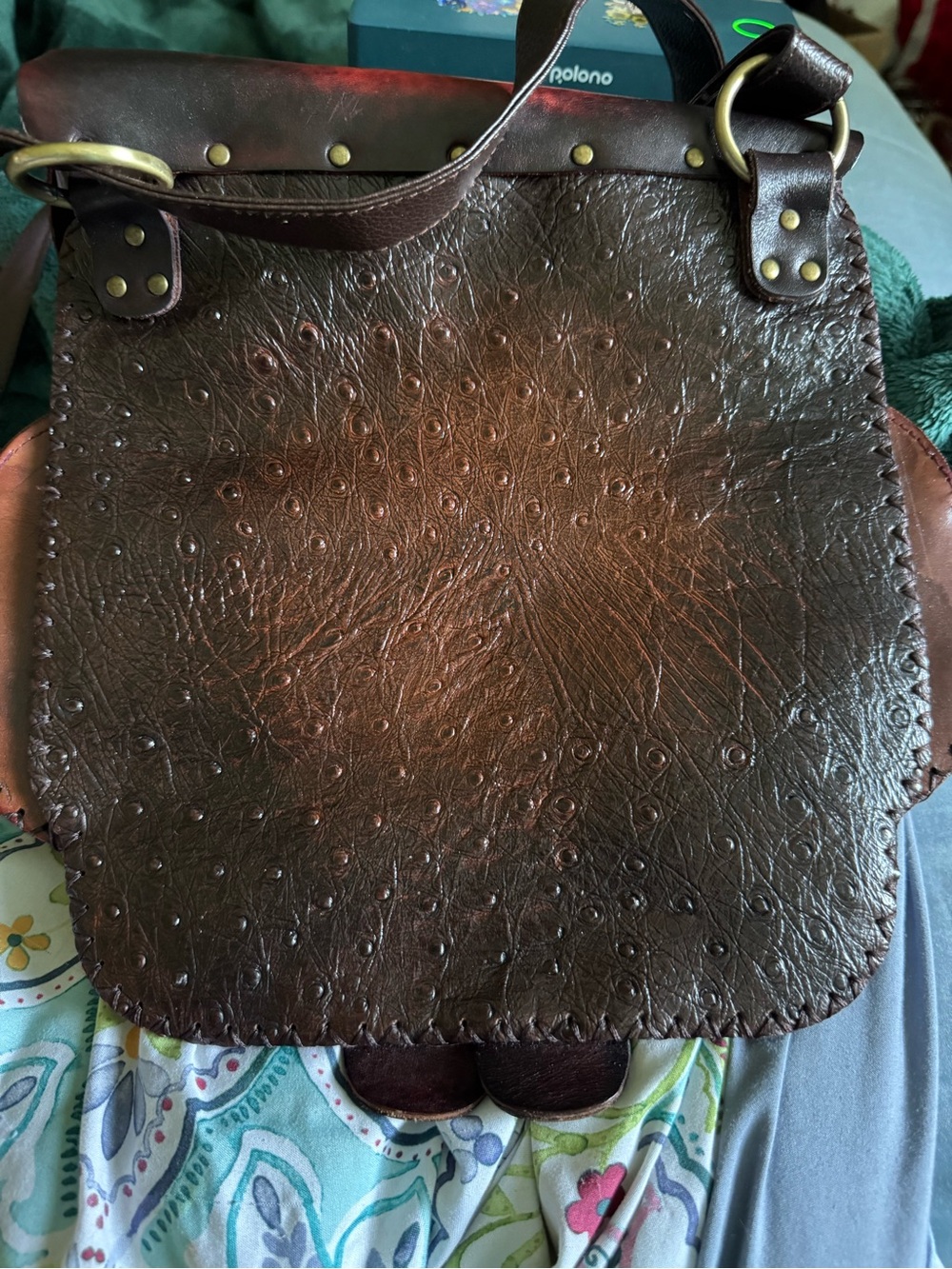 Artisan Red Owl Leather Crossbody Bag - Picture 2 of 6
